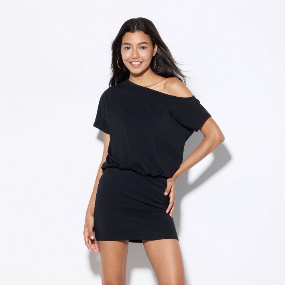 NEW WITH TAGS Large wild fable Black One-Shoulder Mini Dress